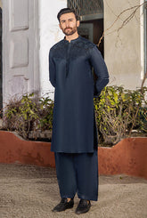GZ-1438 | Semi-Stitched Summer Black & Blue Series By Riwaj Men Swear